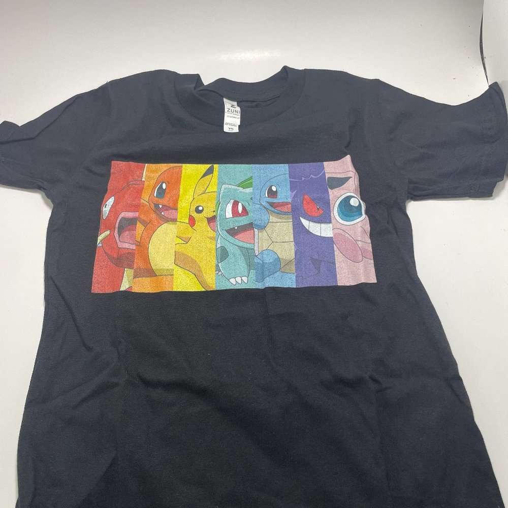 Pokemon Kids Poke Rainbow Boys Short Sleeve Tee Shirt, Black, Small (Youth)